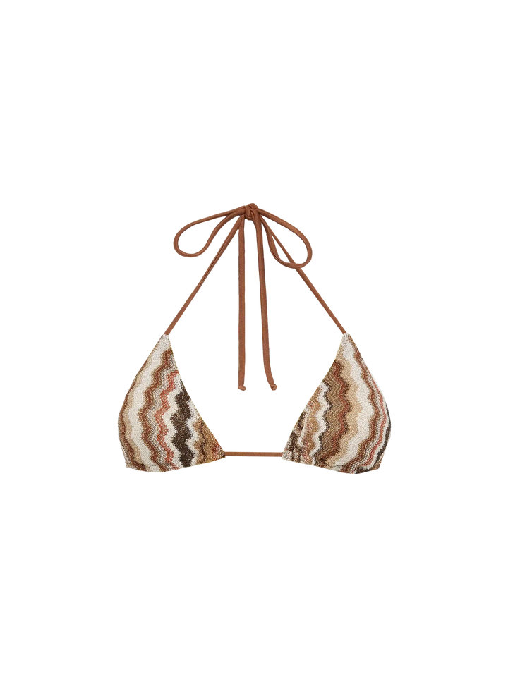 Leah Raschel-Triangel-Top mit Chevron-Muster