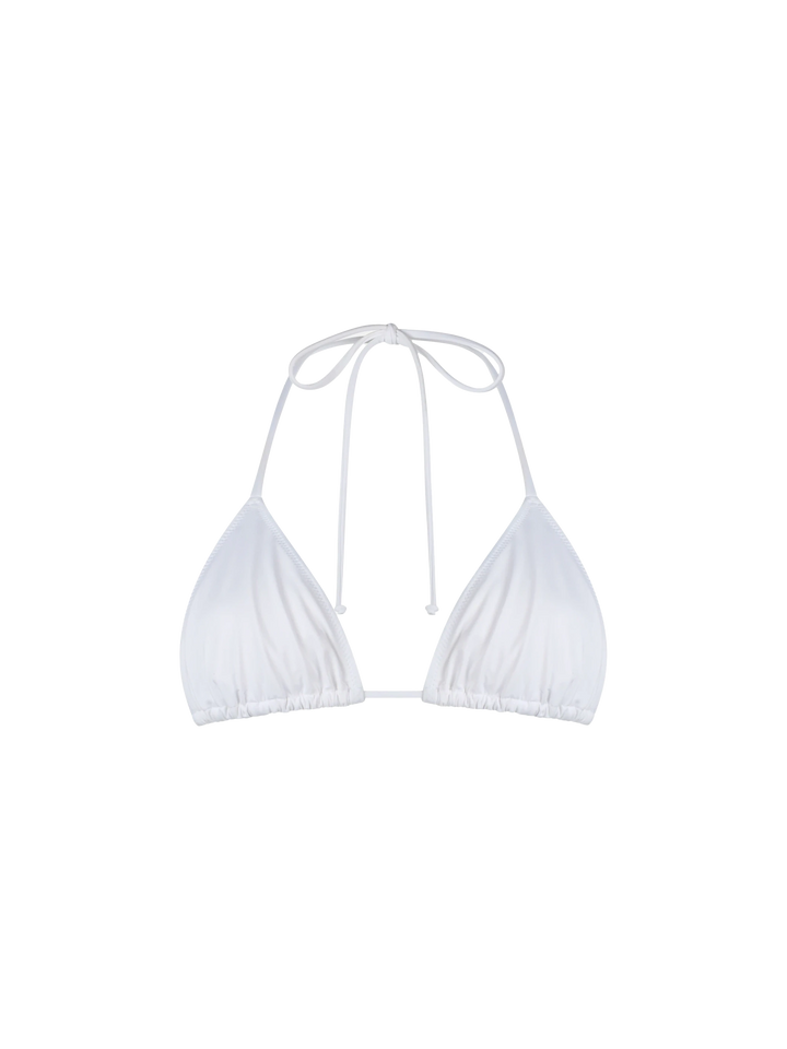 Woman white triangle top swimsuit Leah