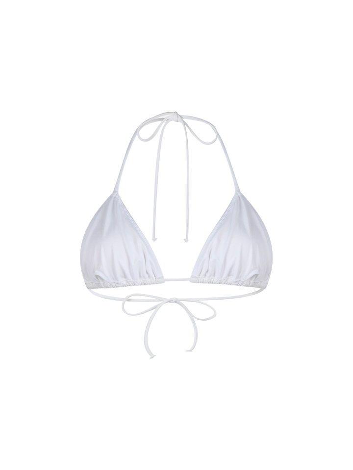 Woman white triangle top swimsuit Leah