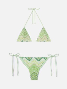 Leah Marielle green degradé raschel bikini with sequins