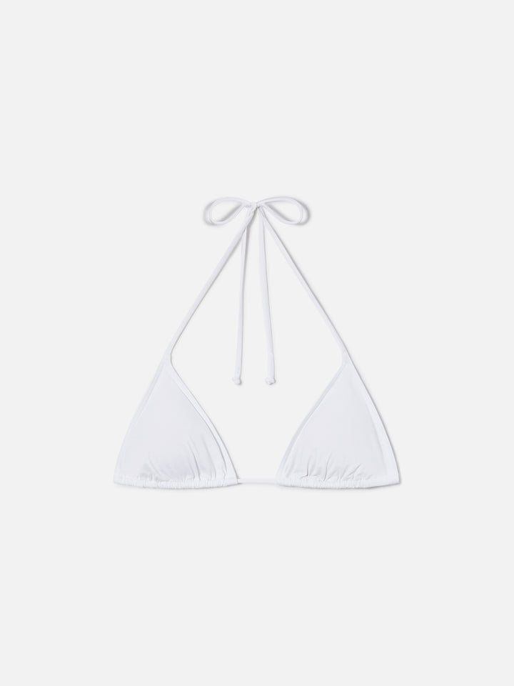 Leah triangle with ties bikini top in solid white