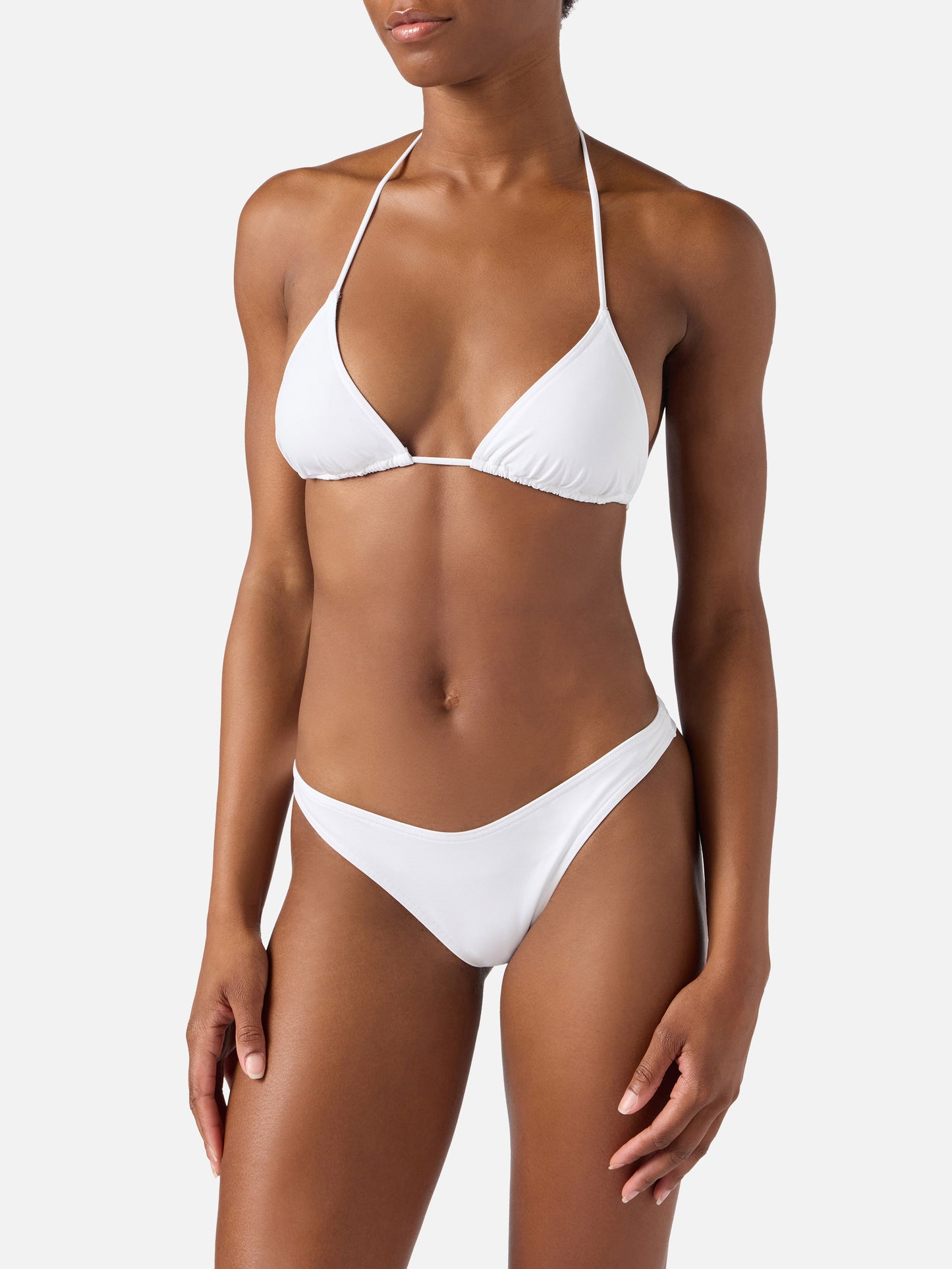 Bikini triangular blanco Leah Naomi con lazos 