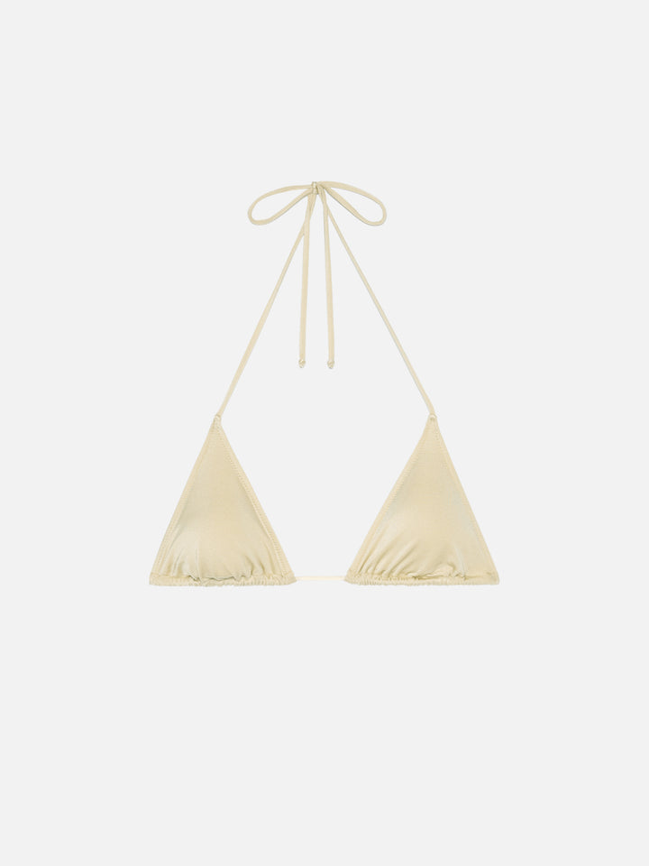 Leah shimmer gold triangle top swimsuit