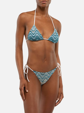 Marielle Raschel Classic Badeslip mit Wellenmuster - Leah Raschel Wellenmuster Triangel-Top