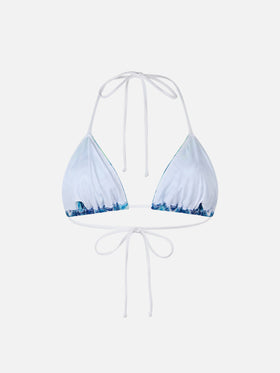 Woman raschel knit triangle top swimsuit Leah