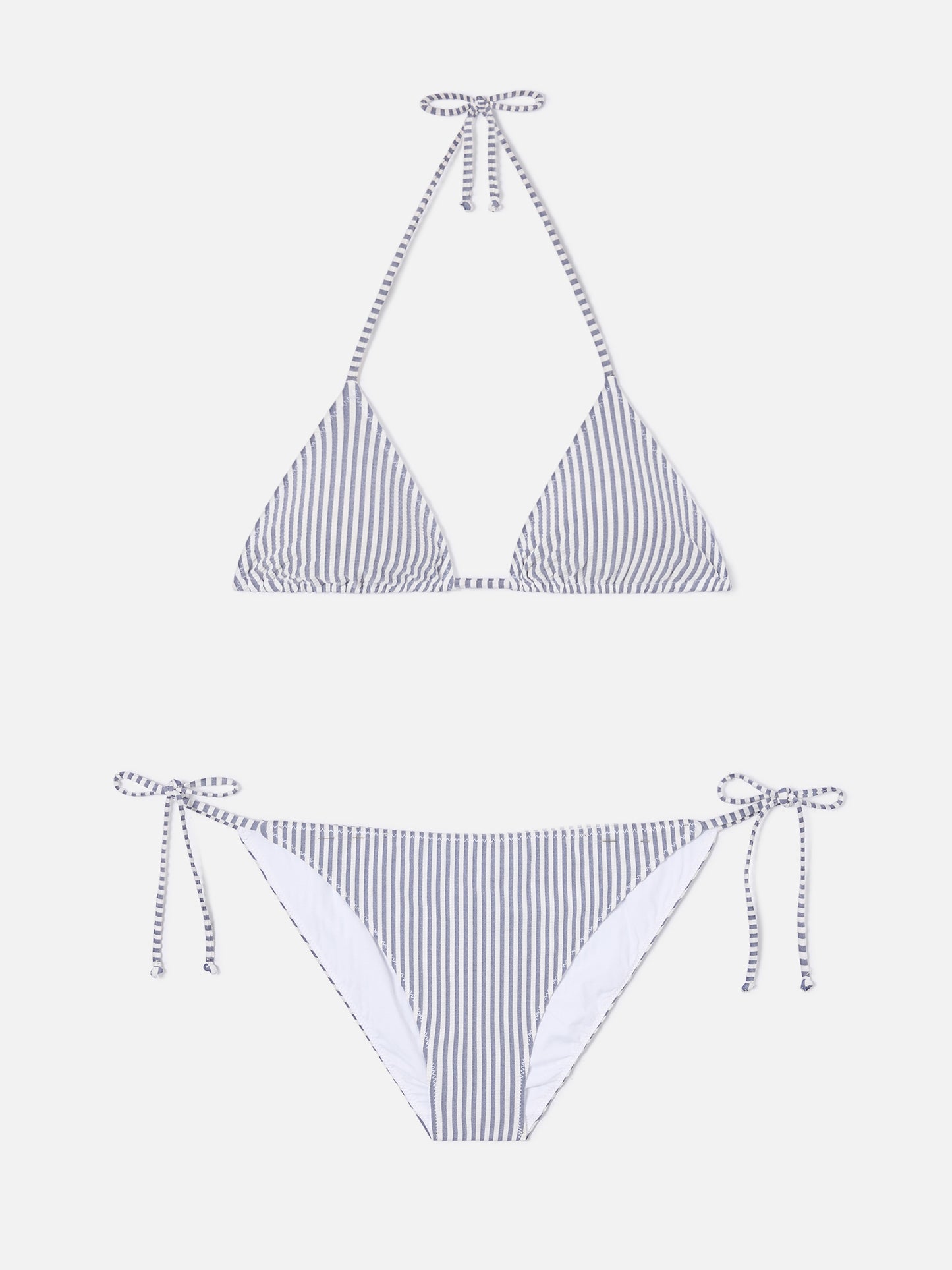 Bikini Leah Virgo seersucker a righe blu