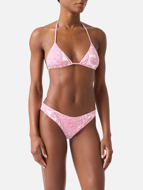 Leah Lido pink paisley triangle bikini