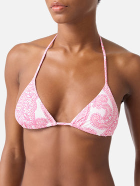 Leah Lido pink paisley triangle bikini