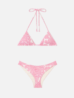 Leah Lido pink paisley triangle bikini