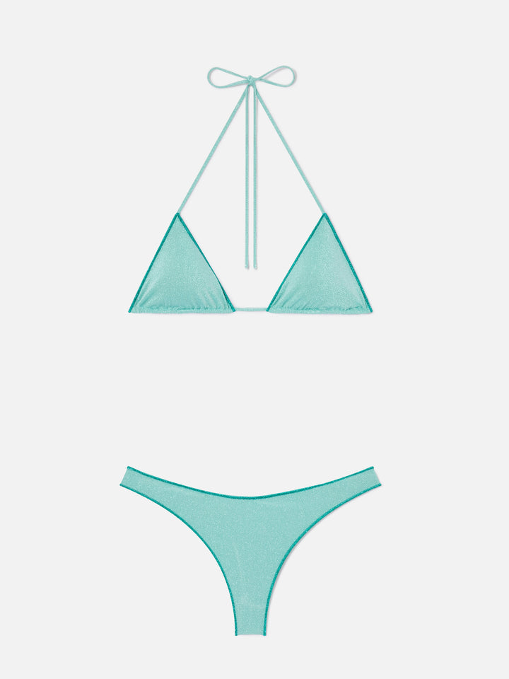 Leah Naomi water green lurex triangle bikini