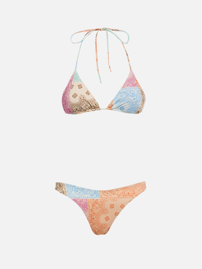 Woman bandanna triangle bikini Leah Naomi