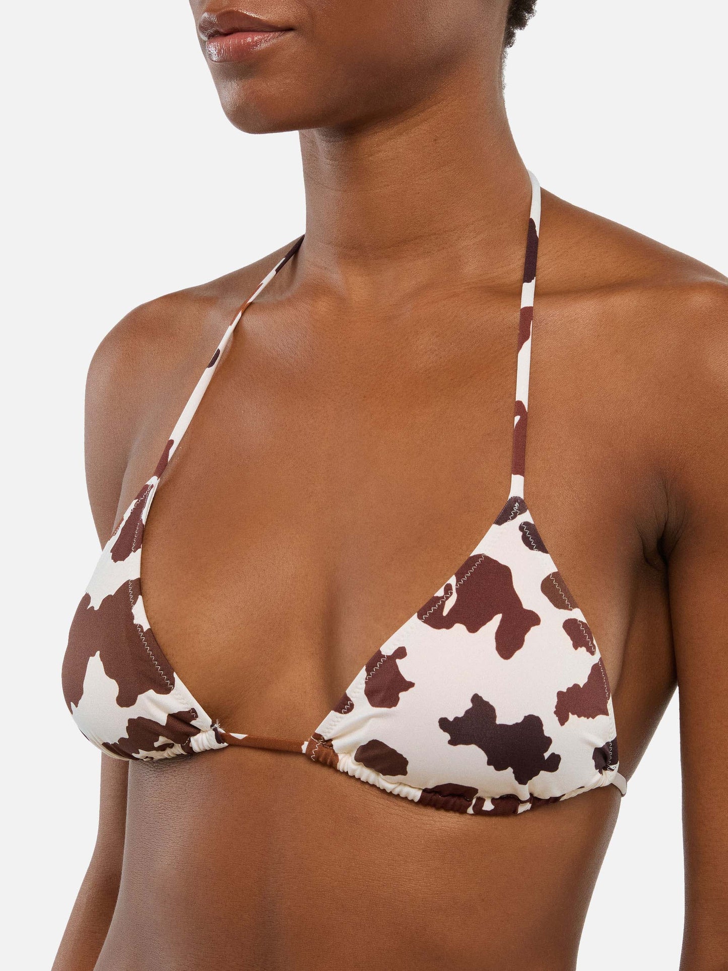 Leah top bikini triangolo con stampa muccata