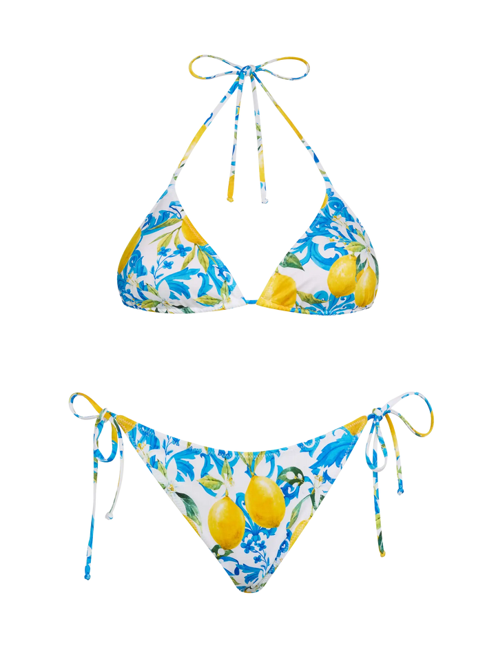 Triangle bikini Leah Virgo with majolica print