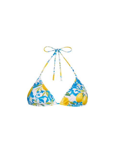 Leah triangle top swimsuit with majolica print - MC2 Saint Barth