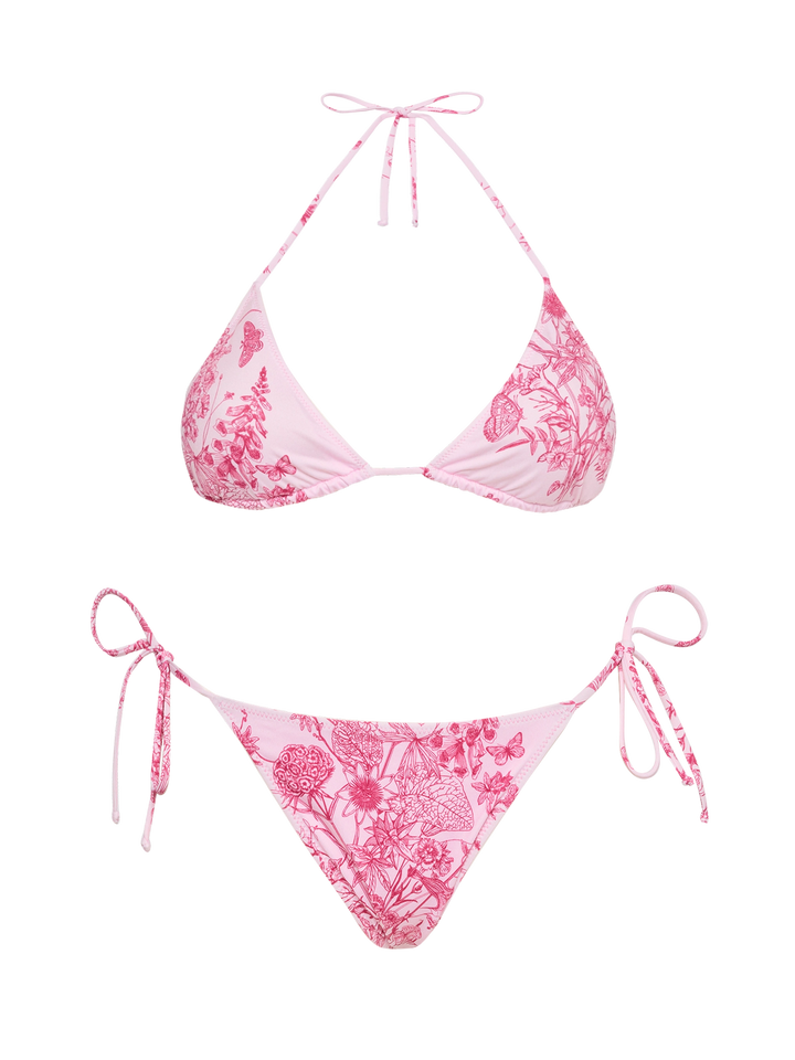 Classic triangle bikini Leah Marielle with toile de jouy print