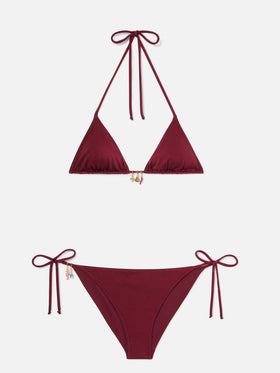 Leah Virgo red glossy finish bikini with charms