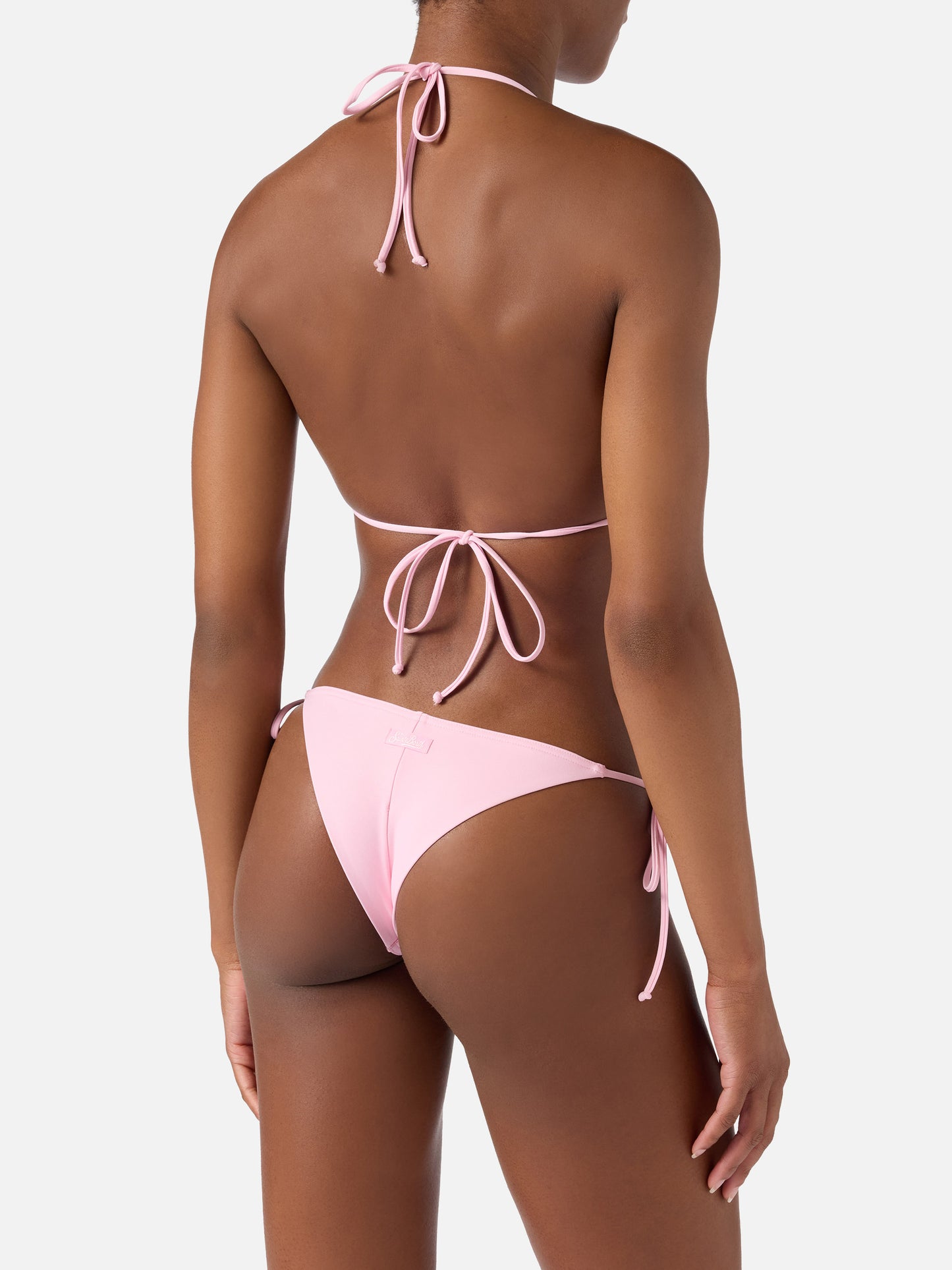 Leah Marielle light pink triangle bikini with ties