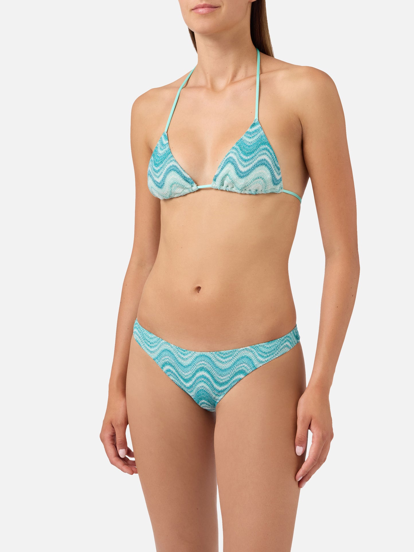 Leah Naomi Bikini aus wassergrünem Raschel mit degradé-Effekt 