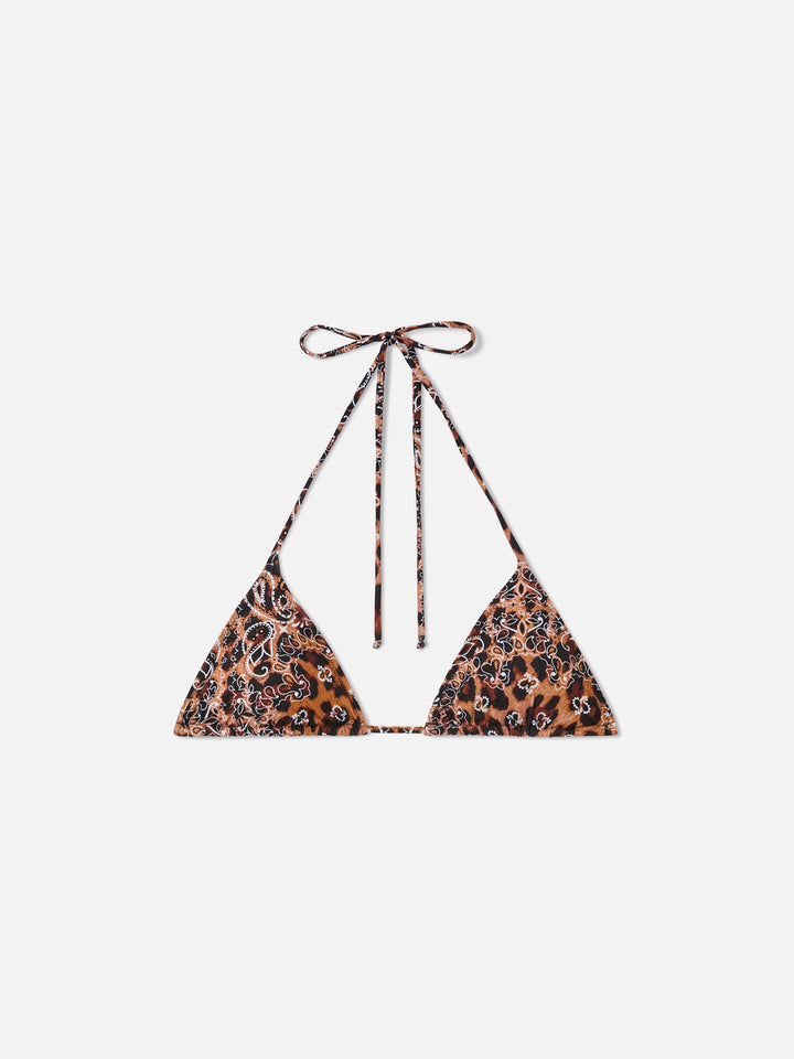 Top Leah triangolo con stampa leo bandana