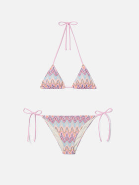 Leah Teen multicolor raschel bikini in shades of pink