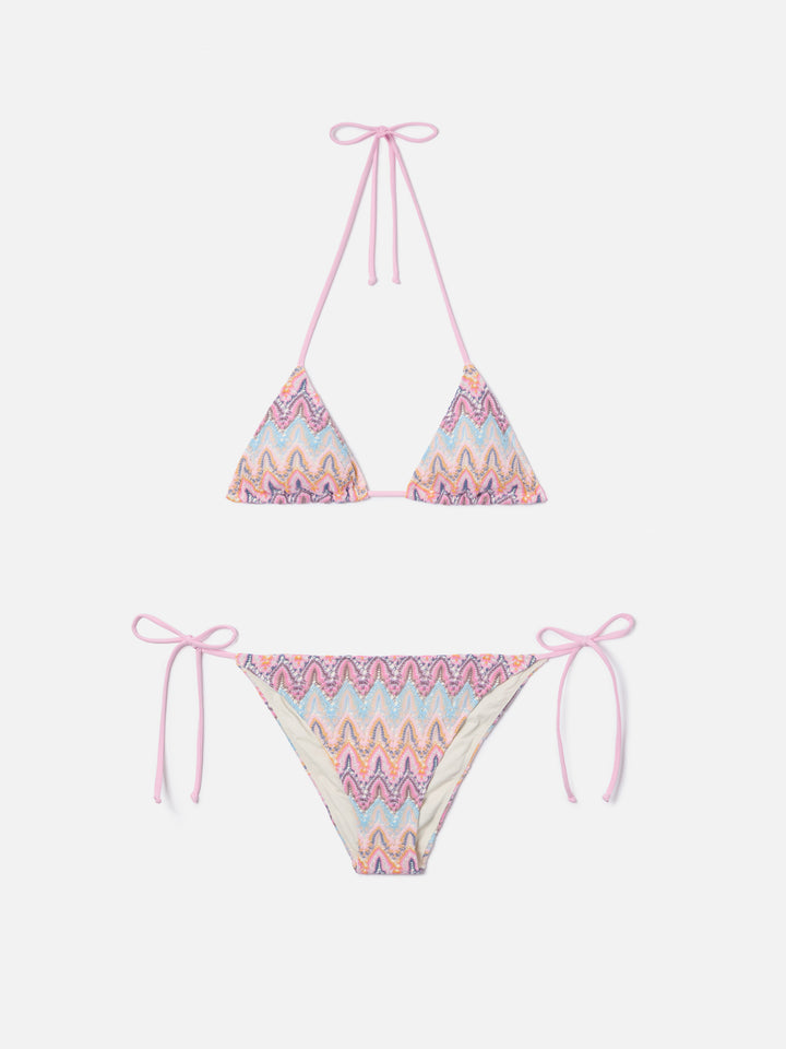 Bikini Leah Teen in raschel multicolor nei toni del rosa