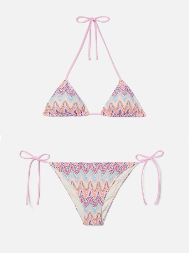 Leah Teen multicolor raschel bikini in shades of pink