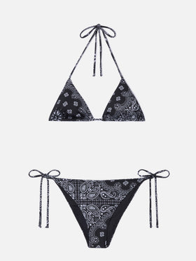 Bikini Leah Teen con stampa bandana nera