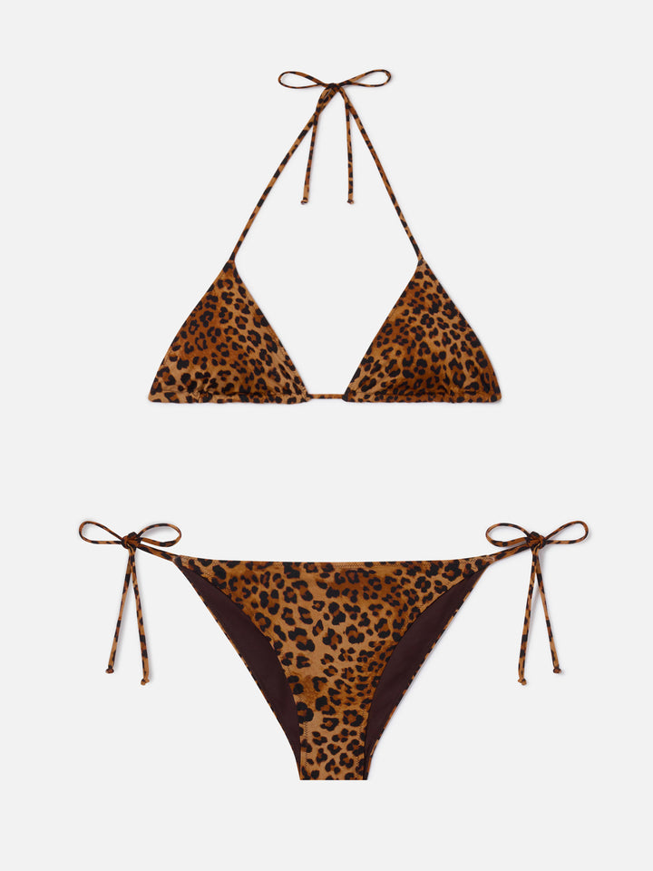 Leah Virgo triangle bikini with leopard print