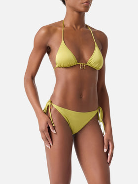 Leah Virgo pistachio green glossy finish bikini with charms
