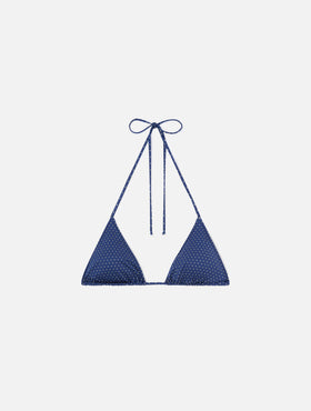Top bikini Leah a triangolo con stampa micro pois