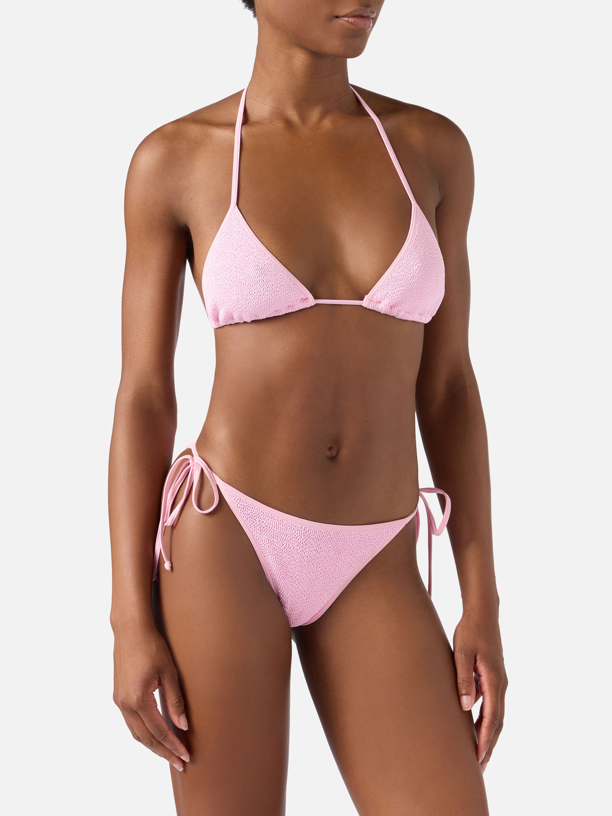 Leah Marielle String bikini in pink with contrast trims – MC2