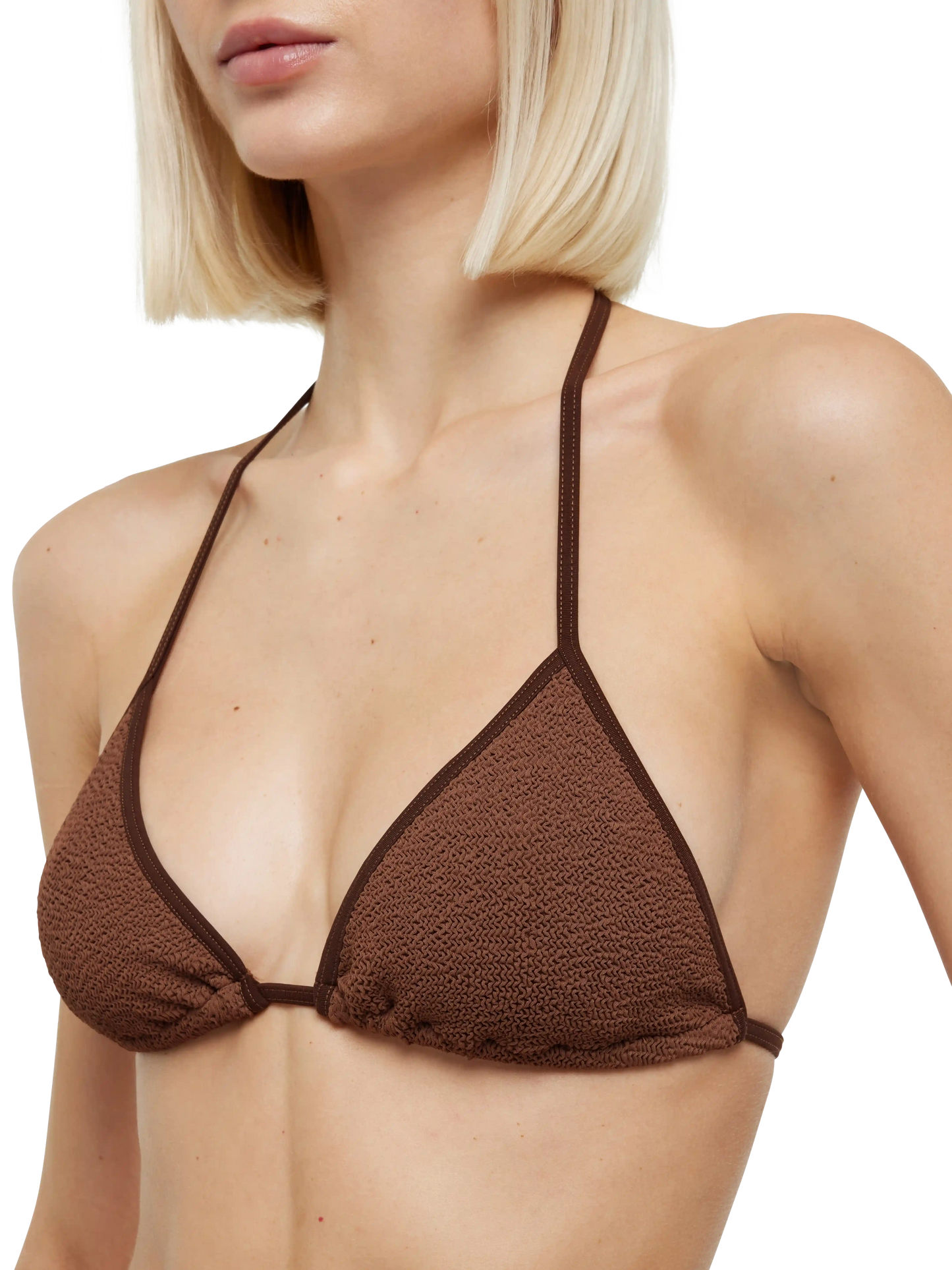 Leah – Braunes Crinkle-Triangel-Top