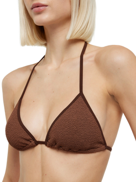 Leah – Braunes Crinkle-Triangel-Top