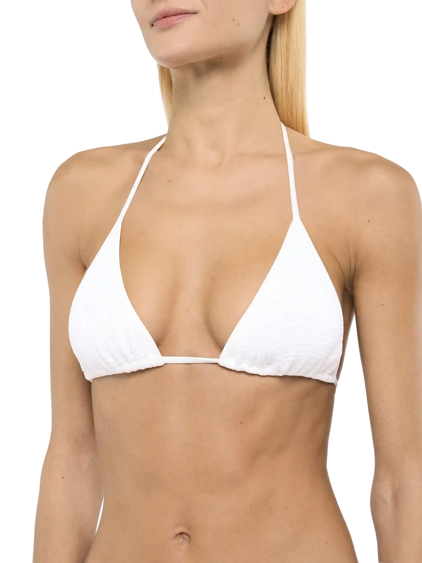 Leah – Weißes Crinkle-Triangel-Top