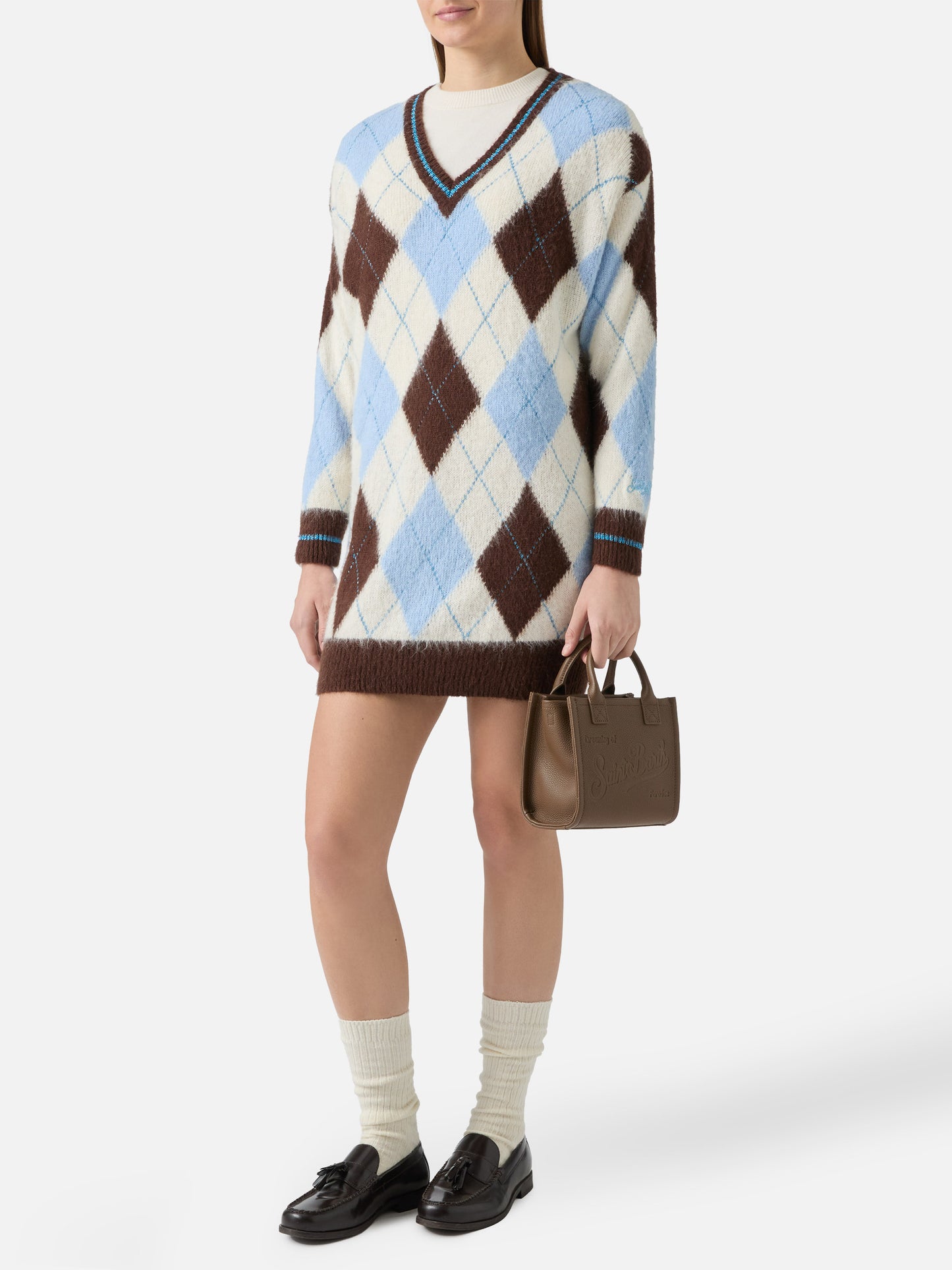 Ultraweiches Strickkleid für Damen mit Argyle-Jacquard