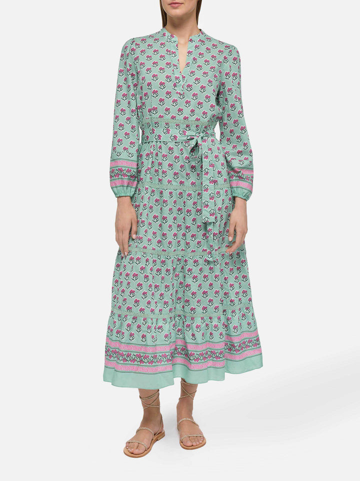 Leyde Baumwoll-Maxikleid mit Blumendruck