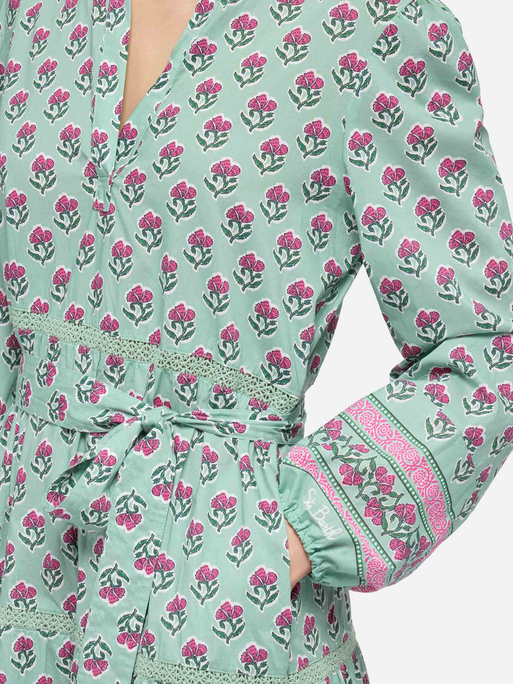 Leyde Baumwoll-Maxikleid mit Blumendruck