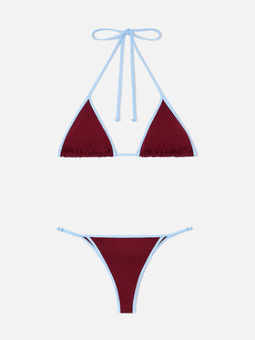 Bikini bordeaux Lezzy String avec finitions contrast 