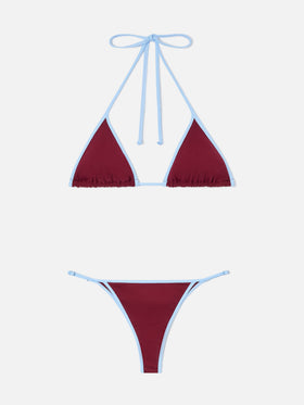 Bikini bordeaux Lezzy String avec finitions contrast 