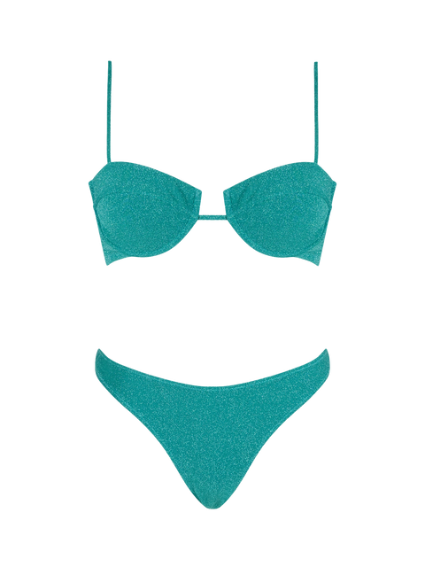 Woman teal lurex underwired bralette bikini Salina Lido - MC2 Saint Barth