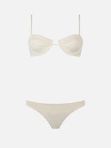 Bikini a bralette con ferretto bianco sporco da donna Salina Lido