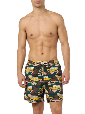 Badeshorts für Herren aus leichtem Stoff Lighting mit Geländewagen-Aufdruck