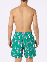 Man lightweight fabric swimshorts Lighting with Big Babol rabbits print | BIG BABOL SPECIAL EDITION