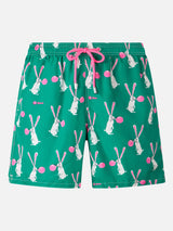 Man lightweight fabric swimshorts Lighting with Big Babol rabbits print | BIG BABOL SPECIAL EDITION