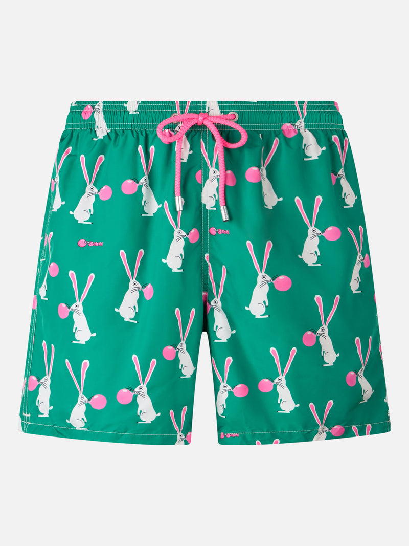 Man lightweight fabric swimshorts Lighting with Big Babol rabbits print | BIG BABOL SPECIAL EDITION