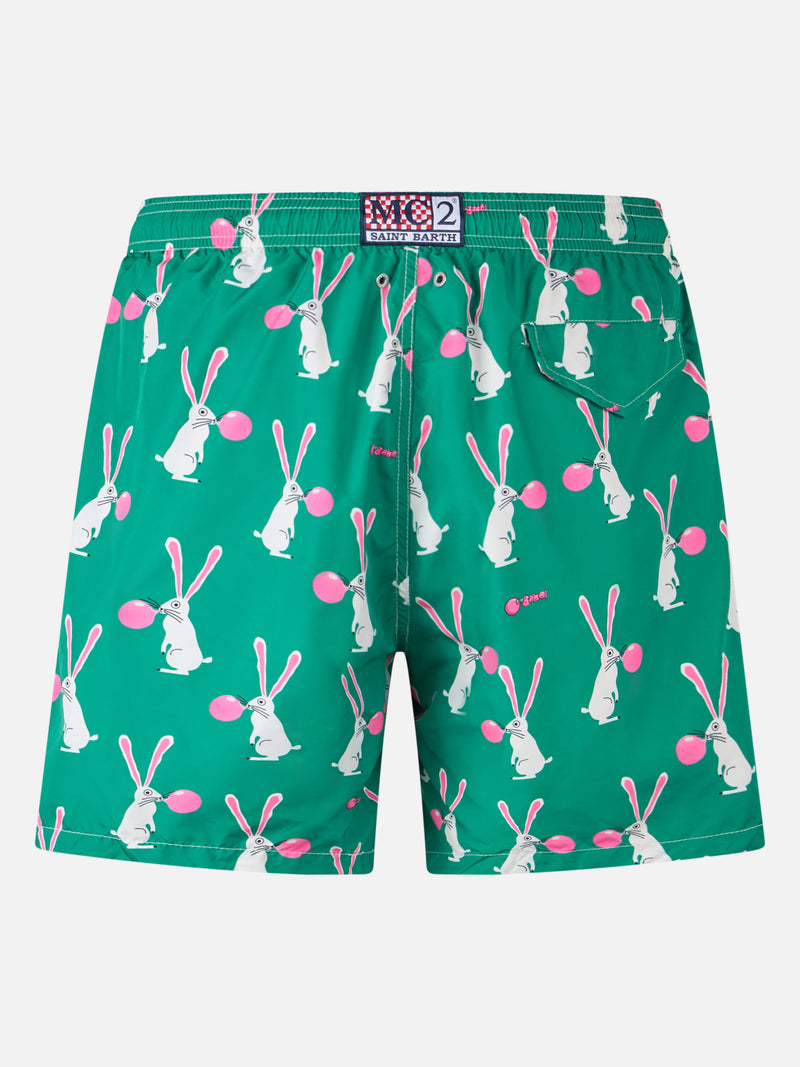 Man lightweight fabric swimshorts Lighting with Big Babol rabbits print | BIG BABOL SPECIAL EDITION