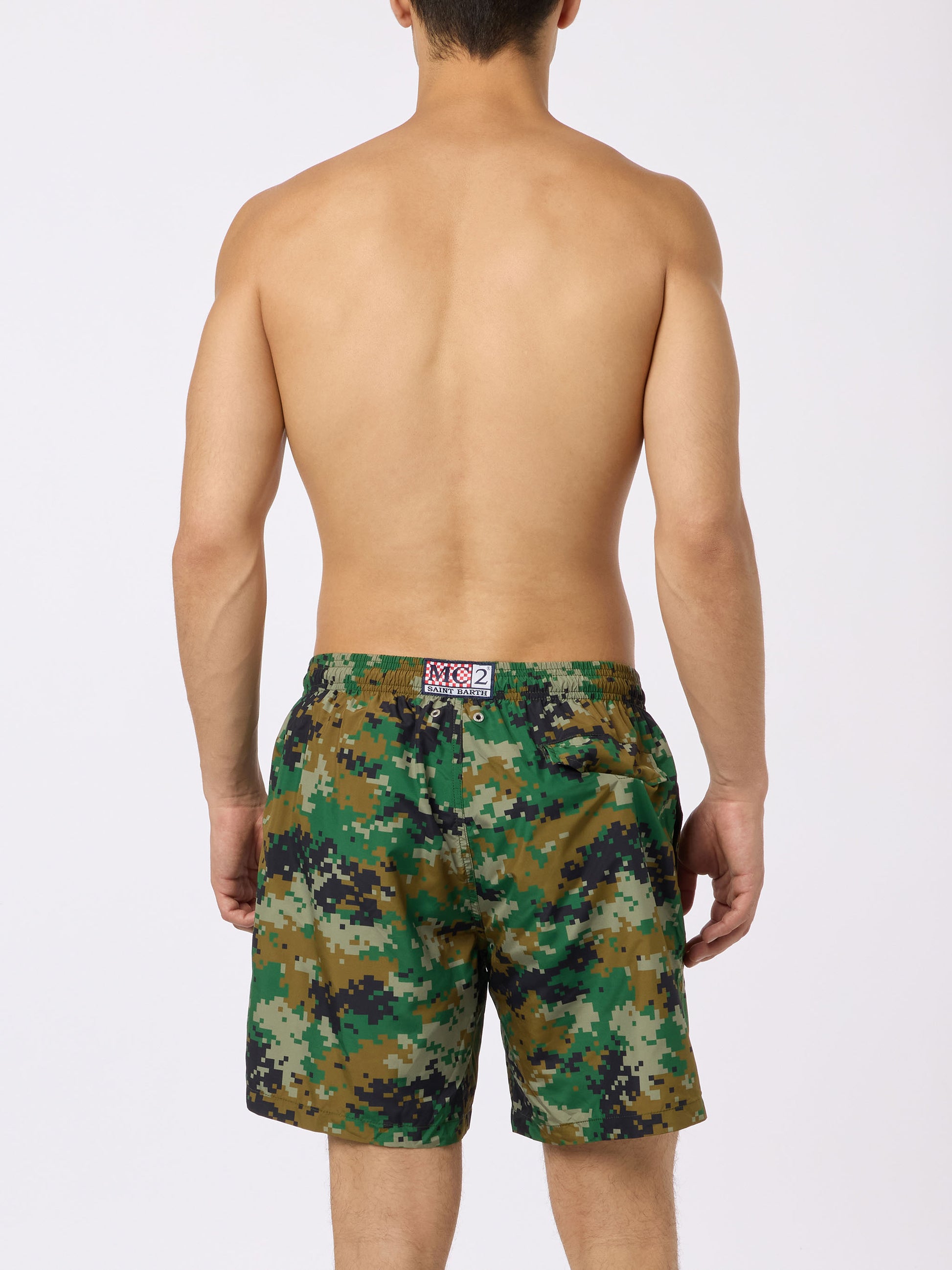 Man lightweight fabric swim-shorts Lighting with camouflage print - MC2 Saint Barth