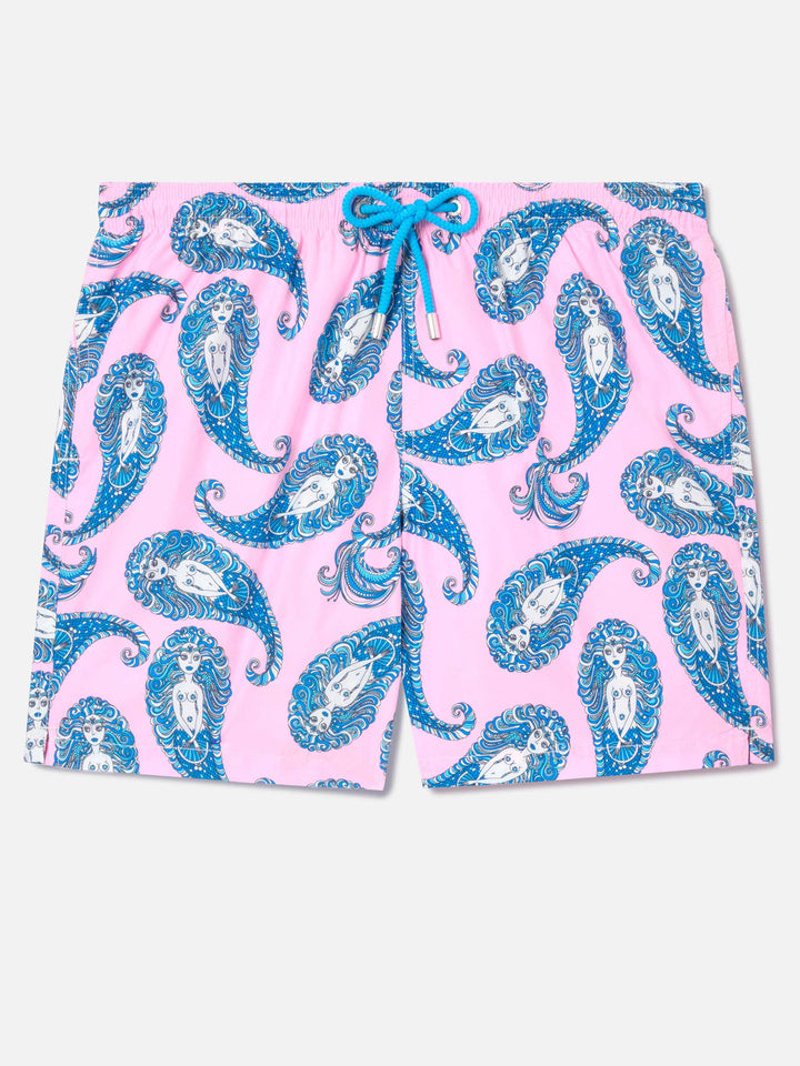 Lighting swim shorts with paisley print