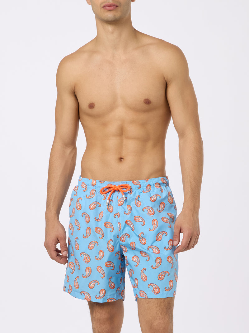 Herren-Badeshorts Lighting aus leichtem Stoff mit Paisley-Print