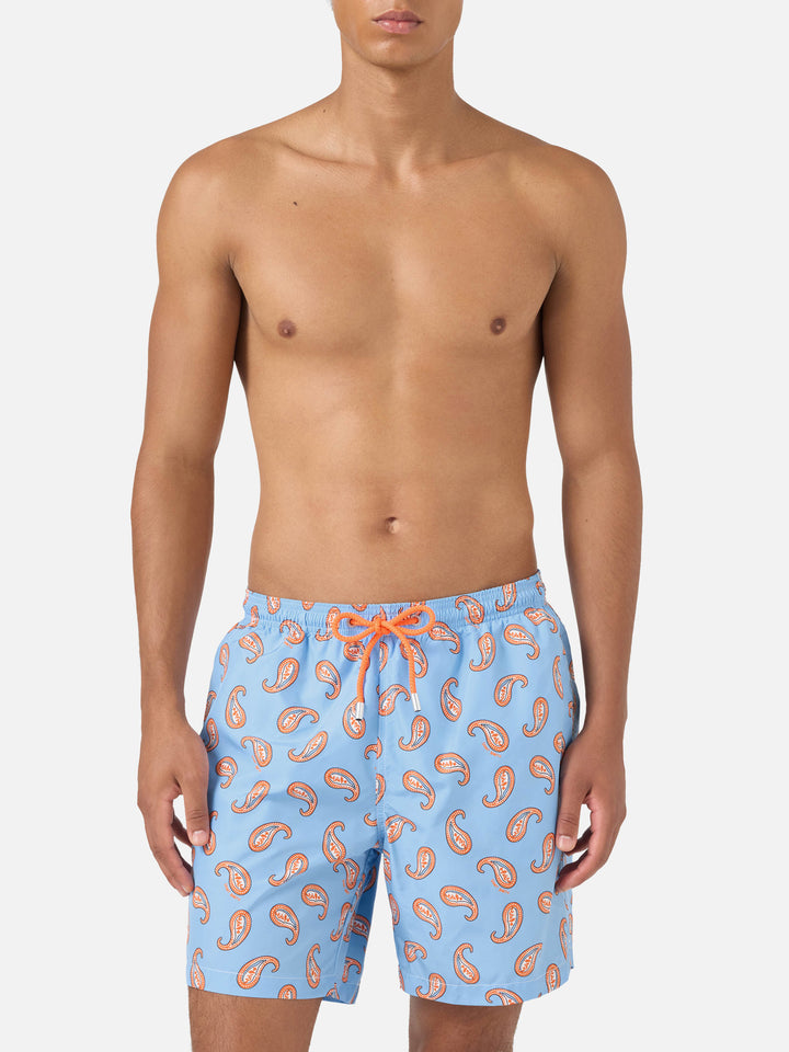 Leuchtende Badeshorts mit Paisley-Print 